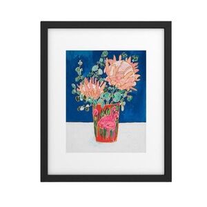 Deny Designs Protea in Enamel Flamingo Tumbler Framed Art Print